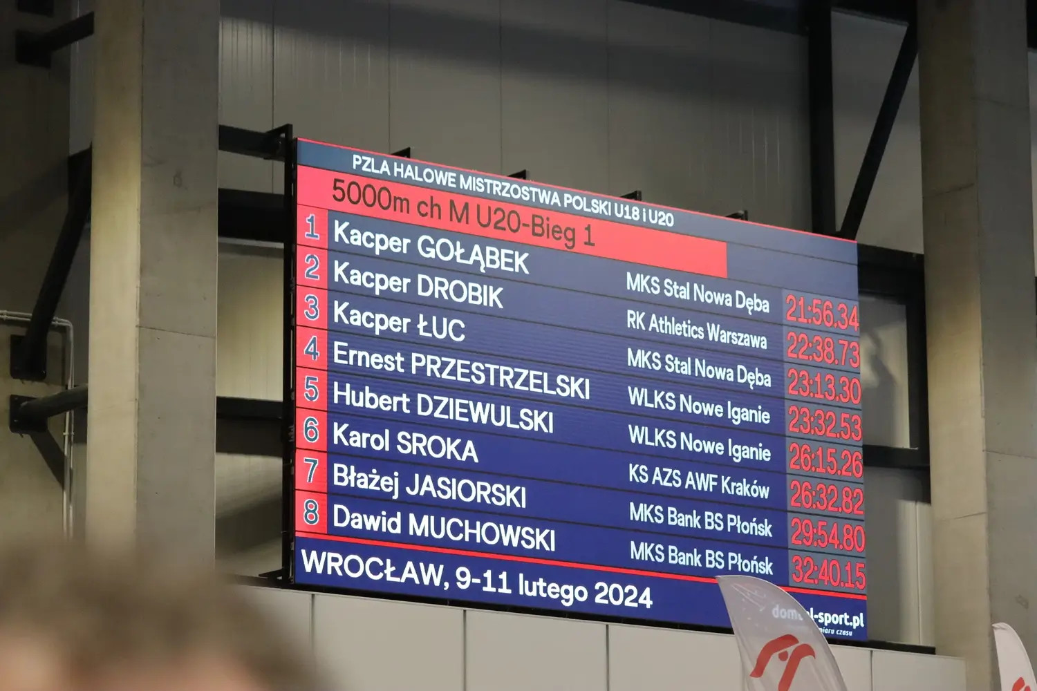 Polish Indoor Championships U18 and U20 in Wrocław. Kacper Drobik became the Polish vice-champion in the 5 000-meter race walk. He also set a new personal record of 22:38.73.